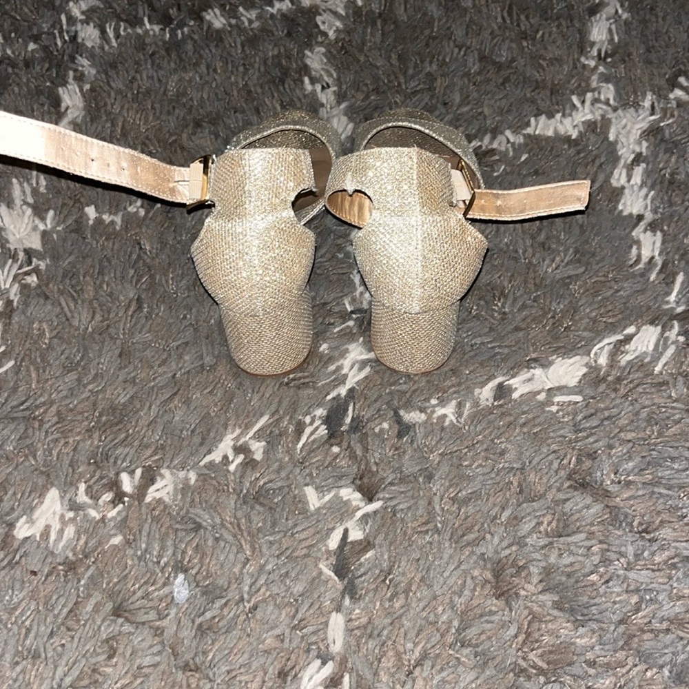 Gold Glitter Open-Toe Heels - Picture 3 of 8